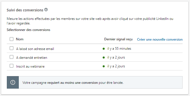 suivi conversions