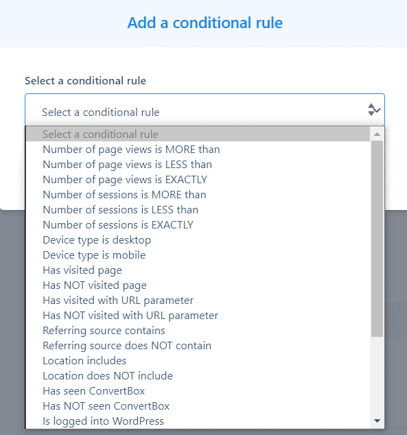 conditions pop-ups