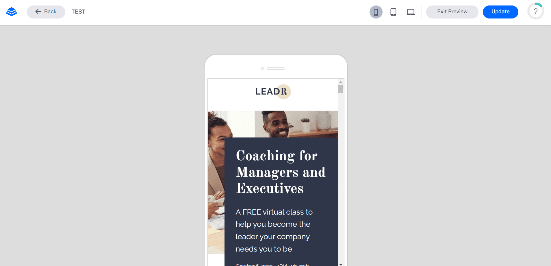 landing page mobile