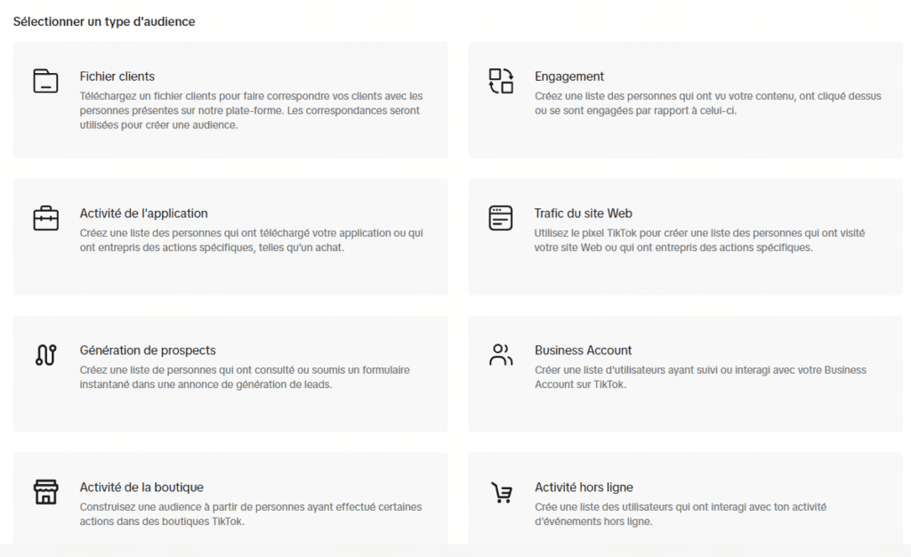 audiences personnalisées tiktok