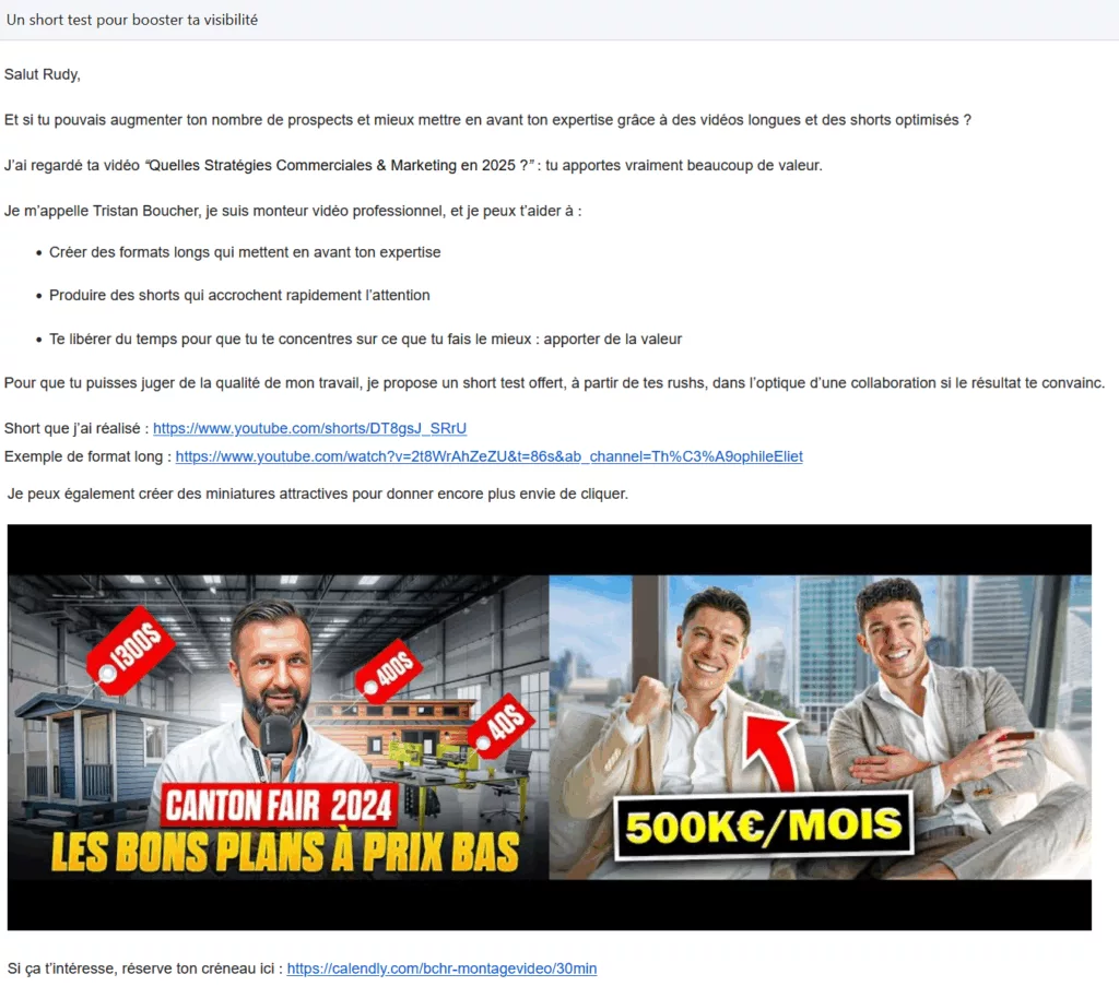 exemple cold email