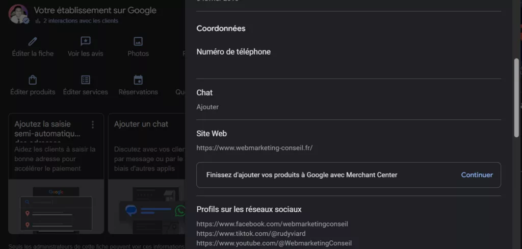 fiche google maps