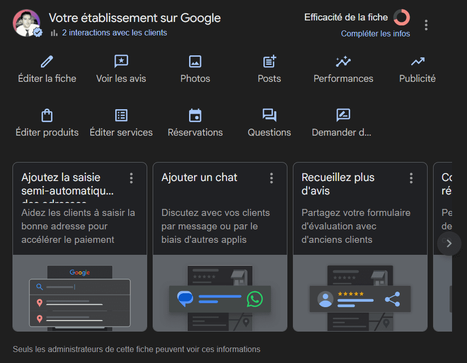 optimiser établissement google