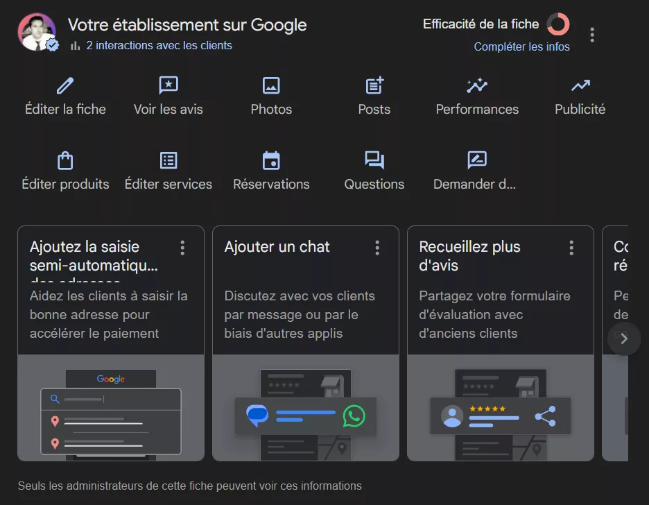 optimiser établissement google