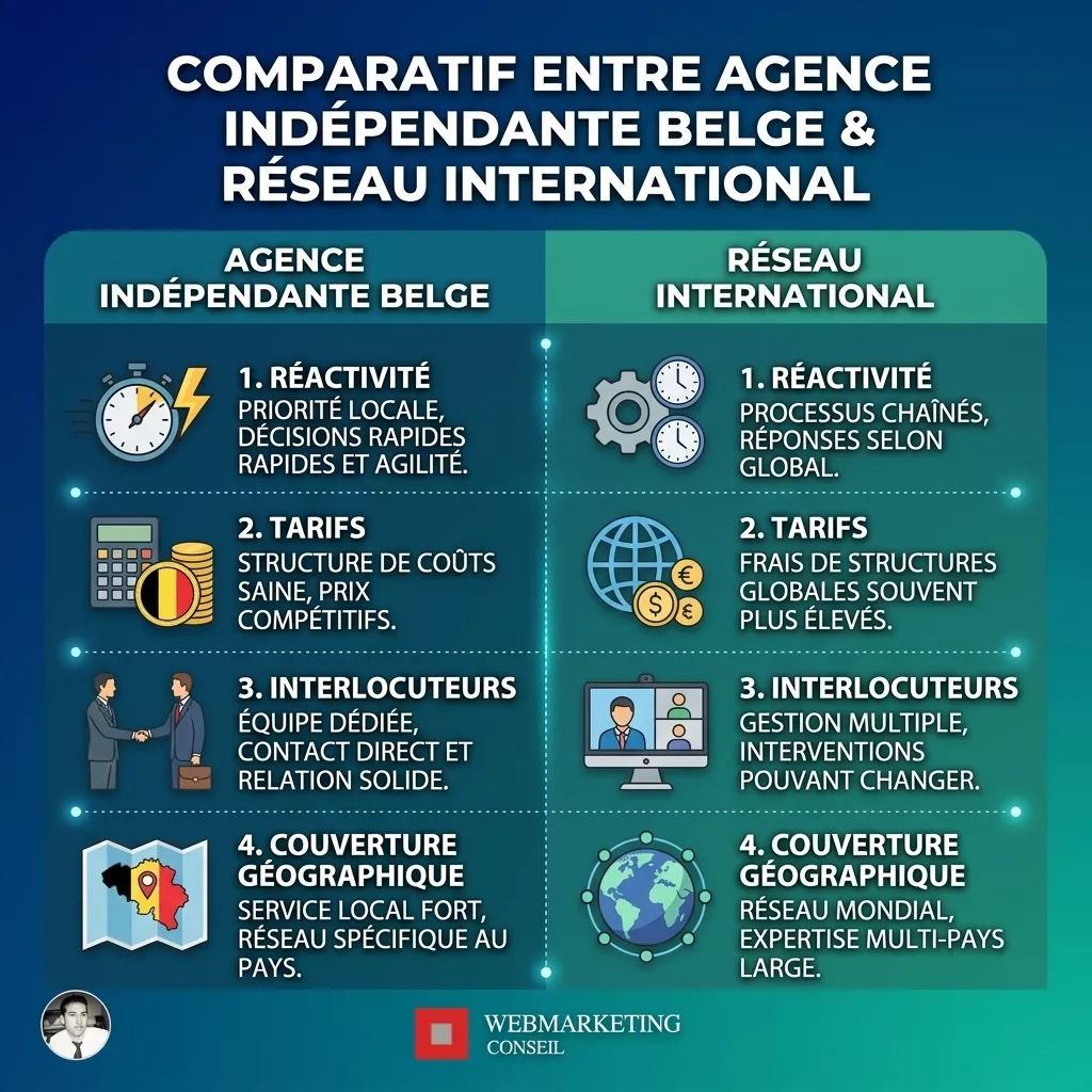 Infographie comparatif agence indépendante vs réseau