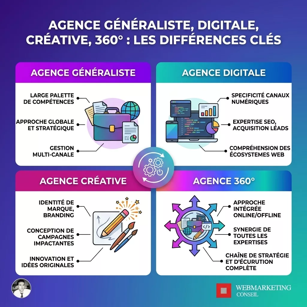 Types d'agences de communication comparées