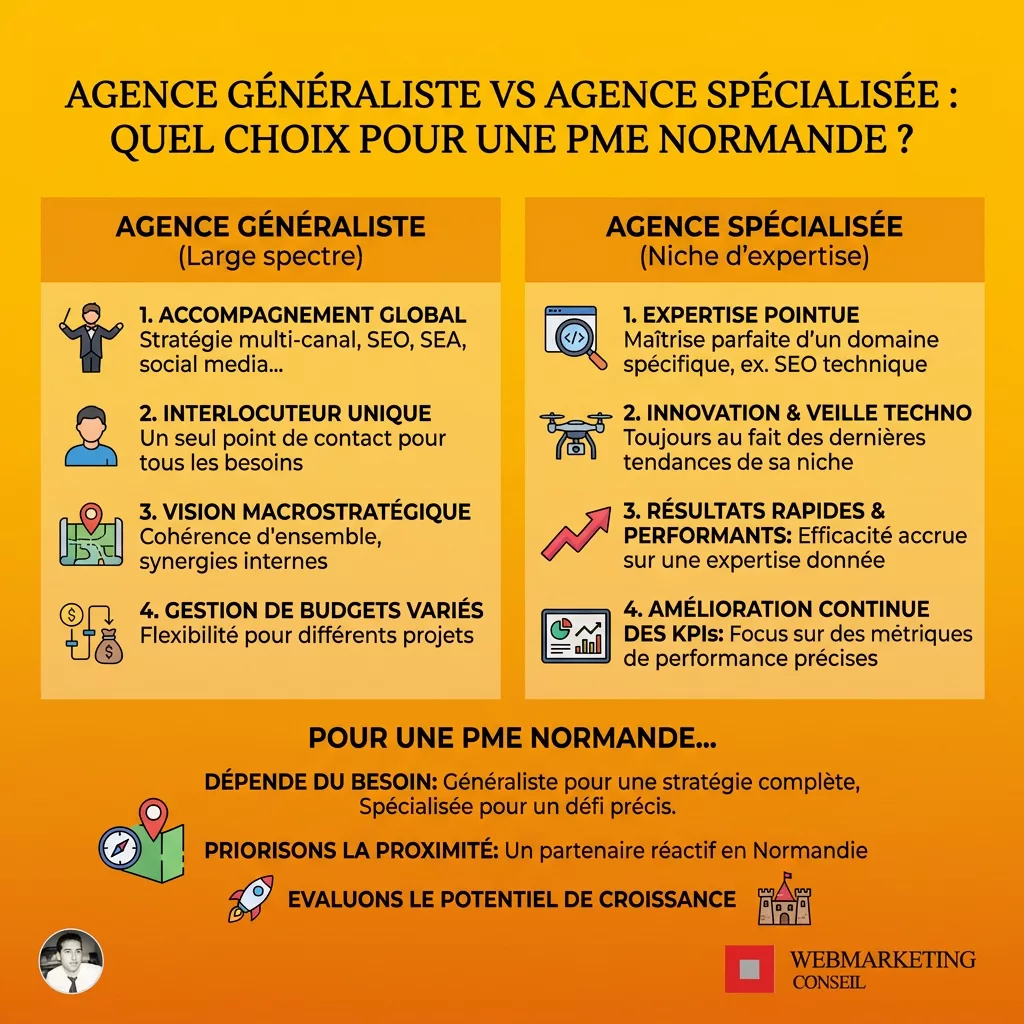 Infographie comparaison agence généraliste et spécialisée