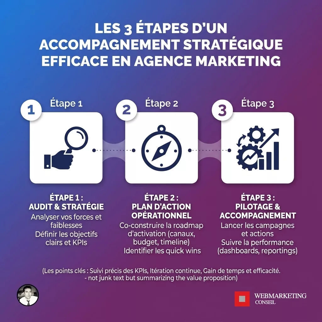 Étapes accompagnement agence marketing