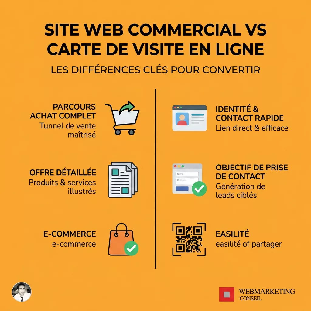 Infographie site web commercial vs vitrine