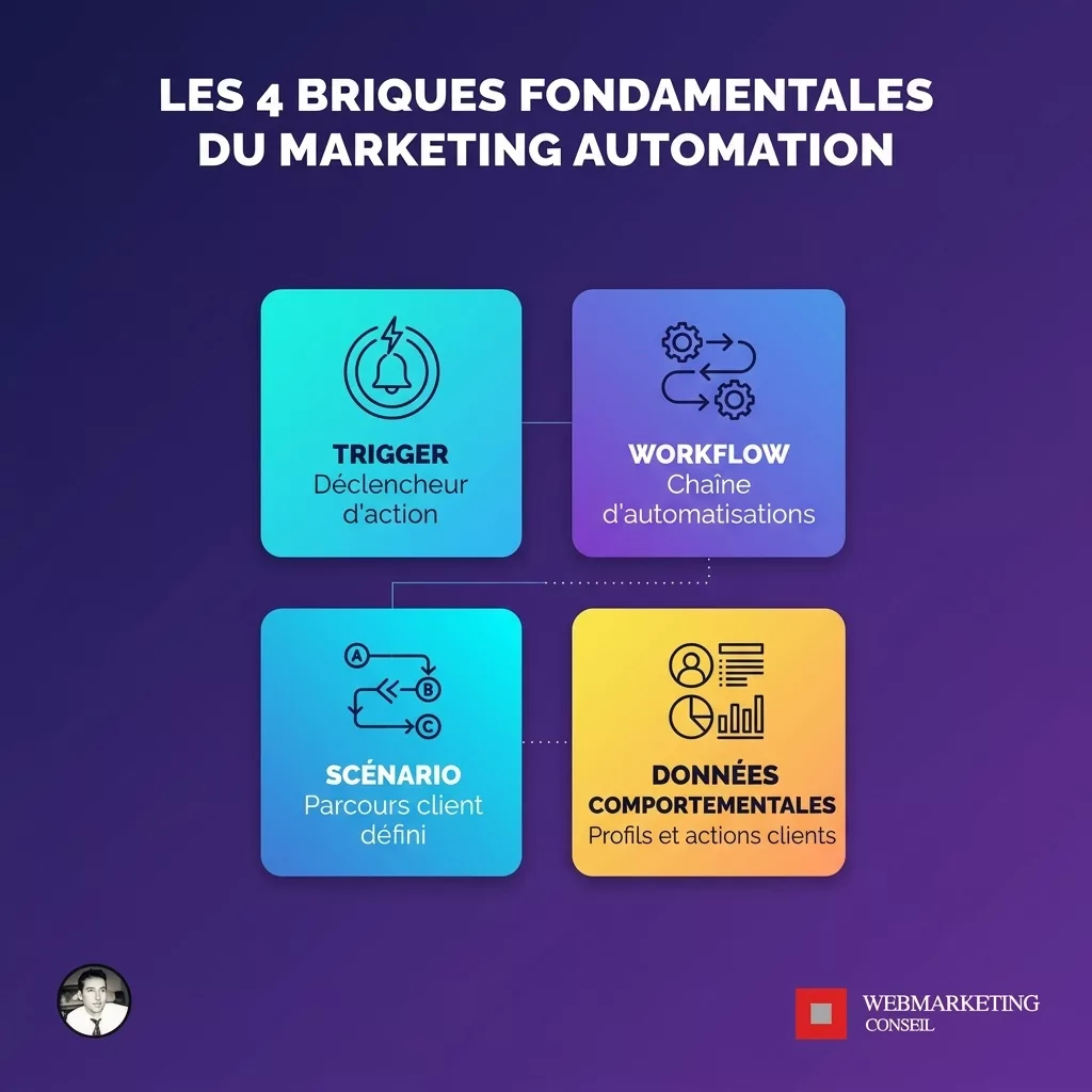 Infographie 4 piliers marketing automation