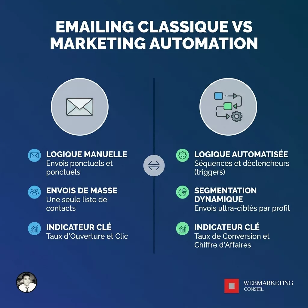Infographie comparatif emailing vs automation