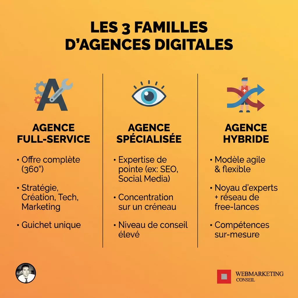 Comparatif des 3 types d'agences digitales
