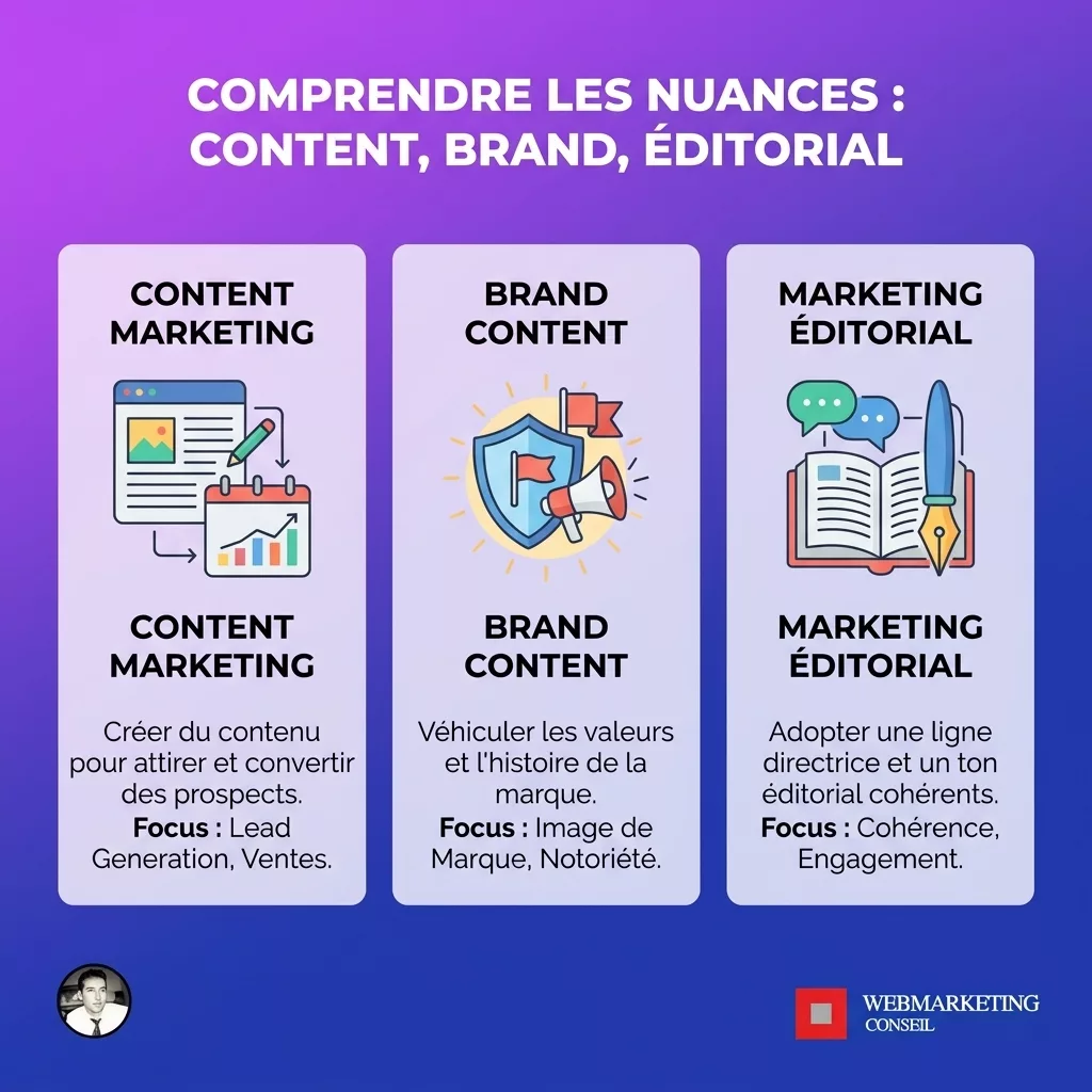 Infographie distinctions appellations content marketing