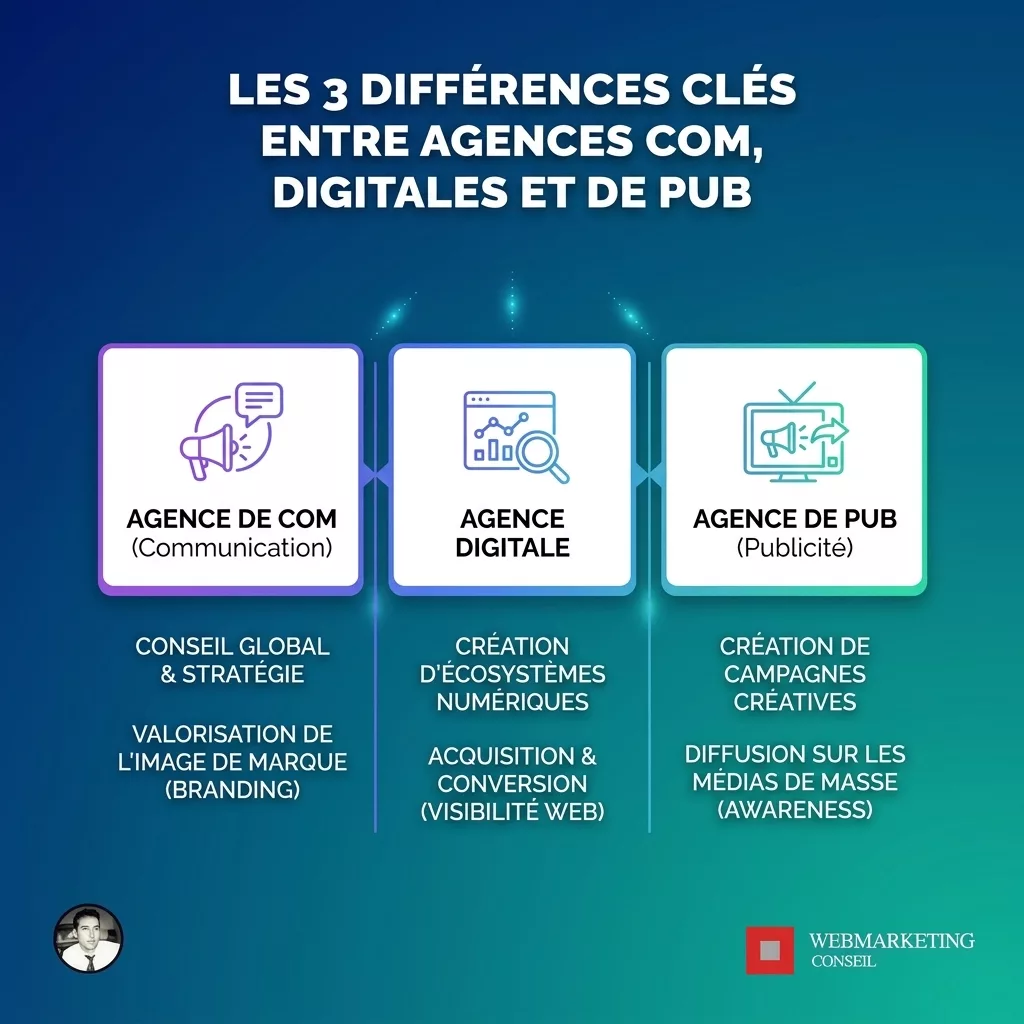 Comparatif des 3 types d'agences et leurs périmètres