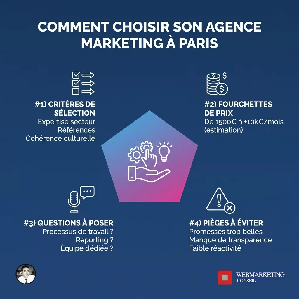 Infographie critères choix agence marketing Paris
