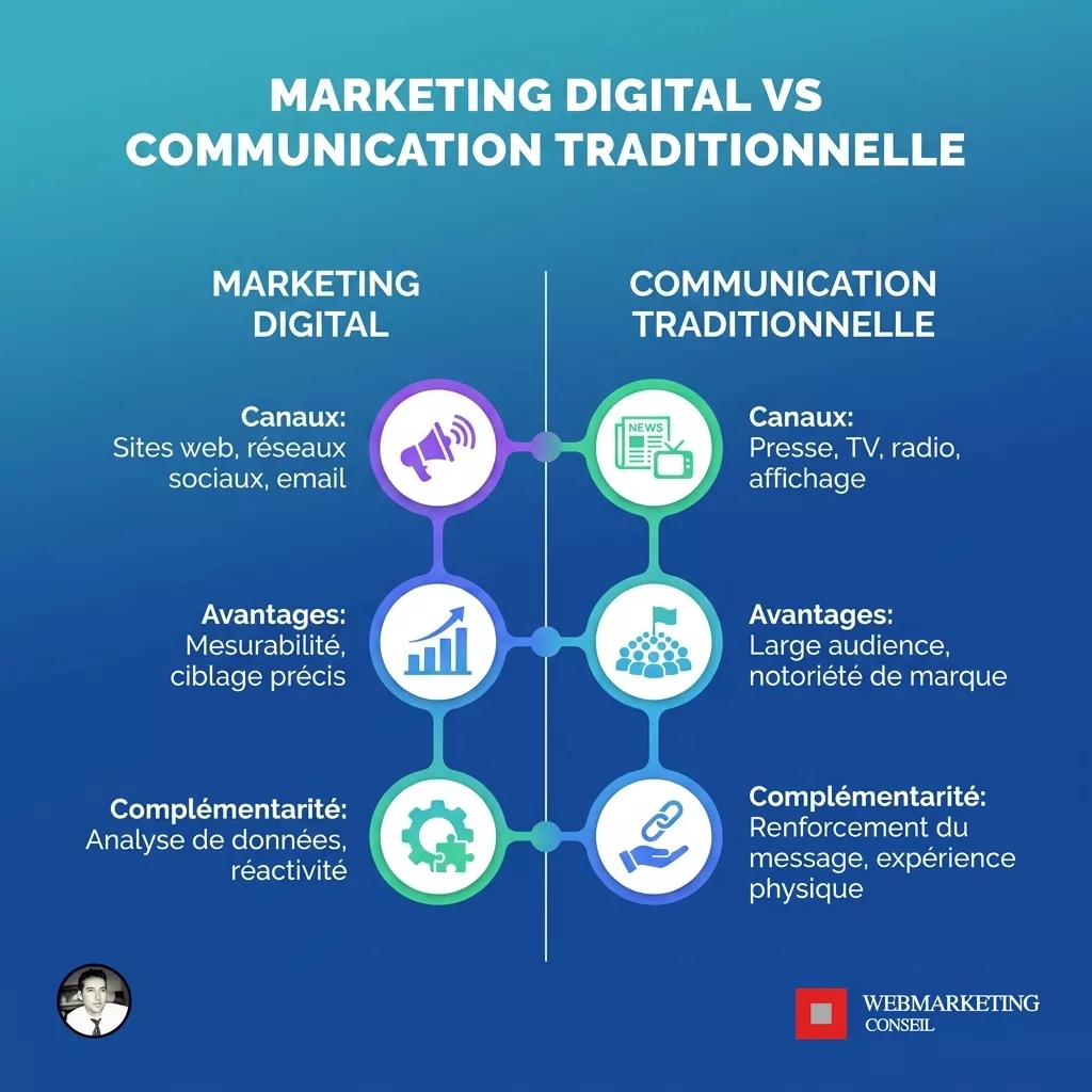 Comparatif marketing digital et communication traditionnelle PME