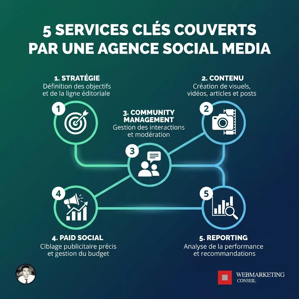 Périmètre complet des services d'une agence social media