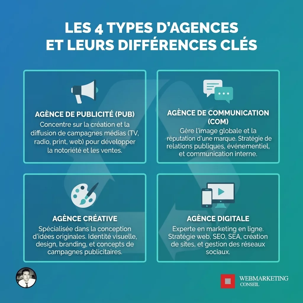 Comparatif des 4 types d'agences marketing