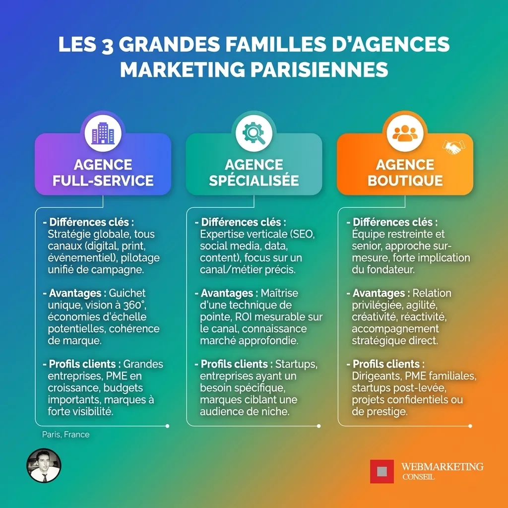 Infographie types agences marketing Paris