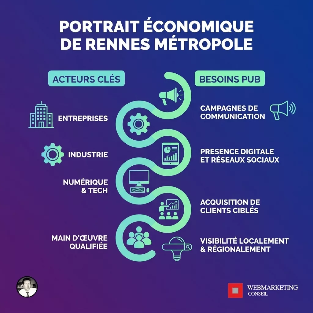 Carte illustrée du tissu économique rennais et ses secteurs