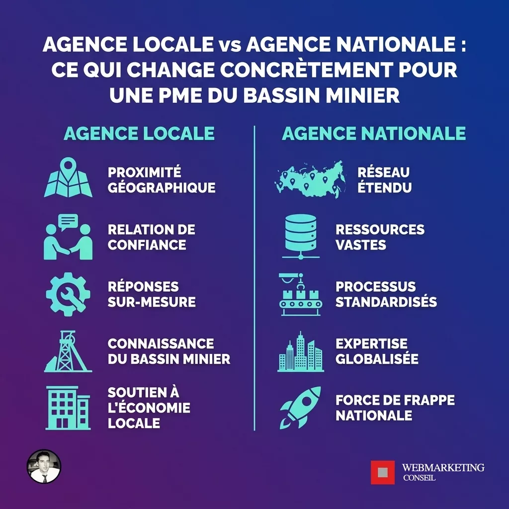 Comparatif agence locale et nationale pour entreprises de Lens