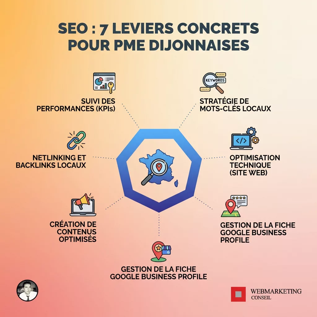 Infographie leviers SEO référencement naturel