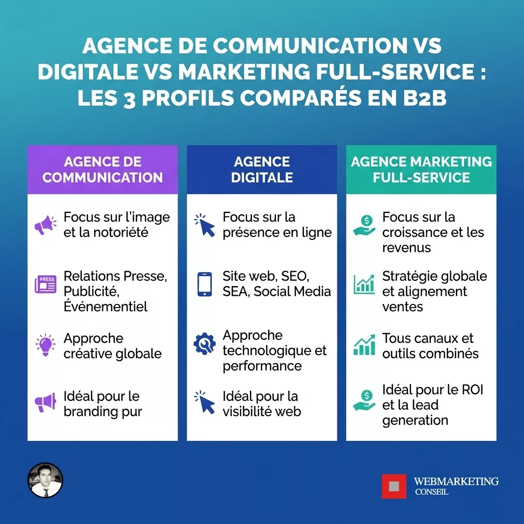 Comparatif 3 types d'agences marketing