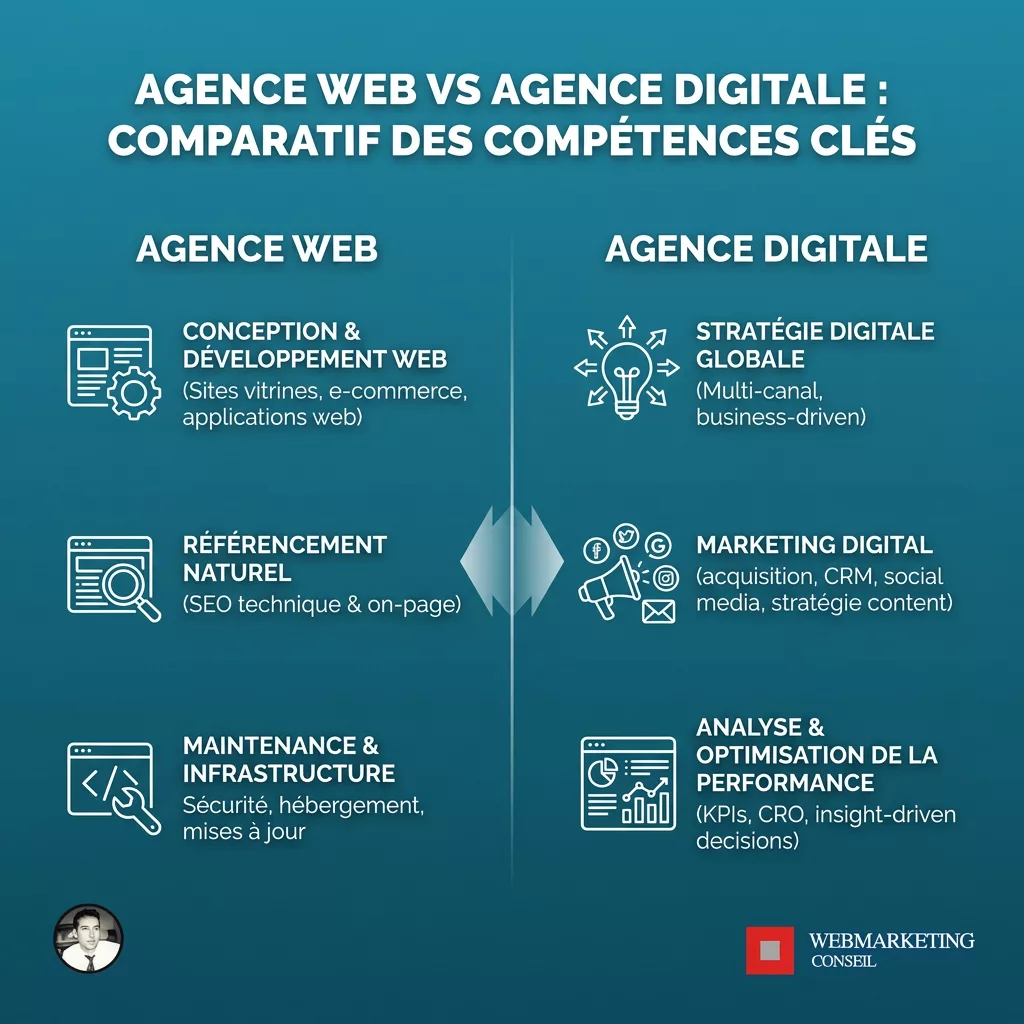 Tableau comparatif agence web et agence digitale