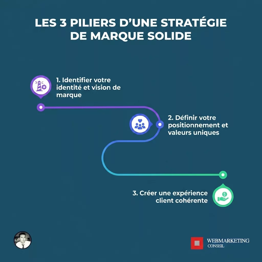 Trois piliers du branding stratégie identité expérience
