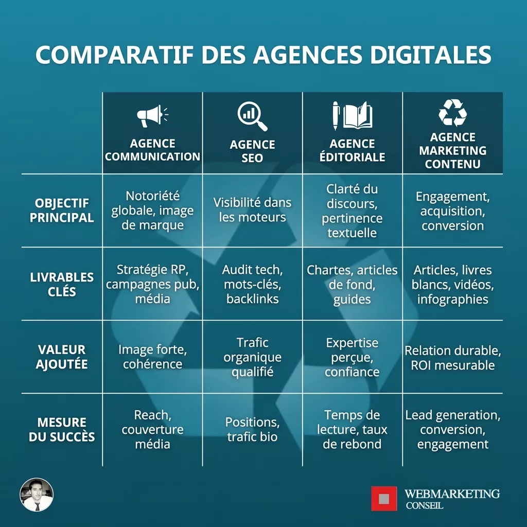 Comparatif des types d'agences contenu