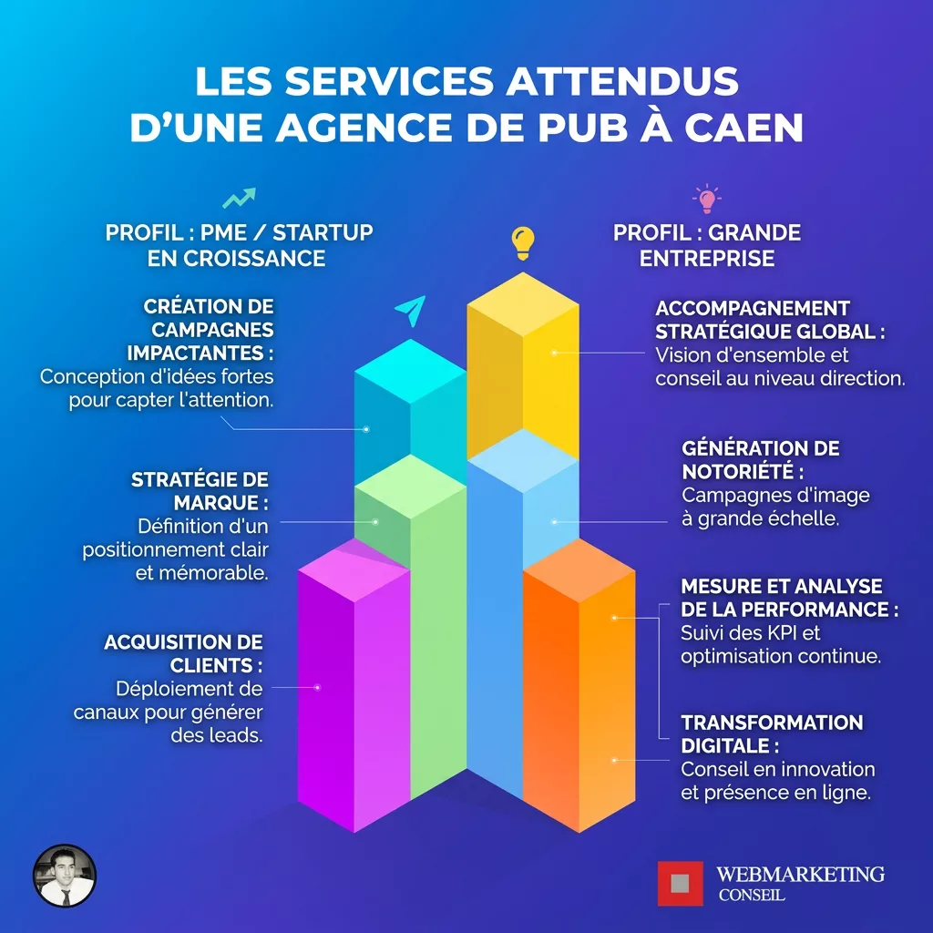 Services agence pub Caen selon type de client