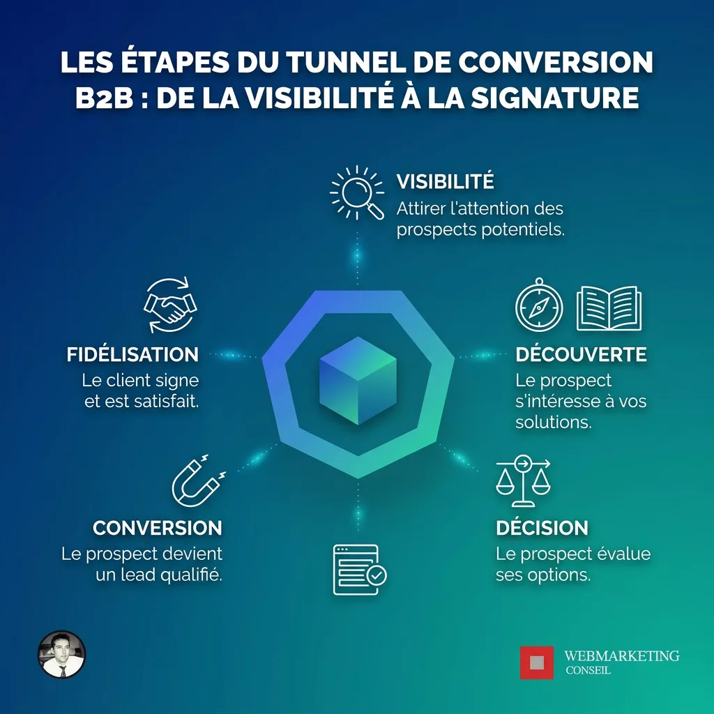 Infographie tunnel conversion B2B