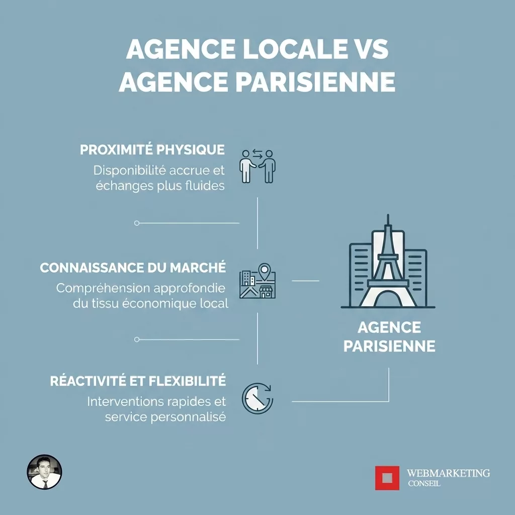 Comparaison agence locale Mulhouse vs agence Paris
