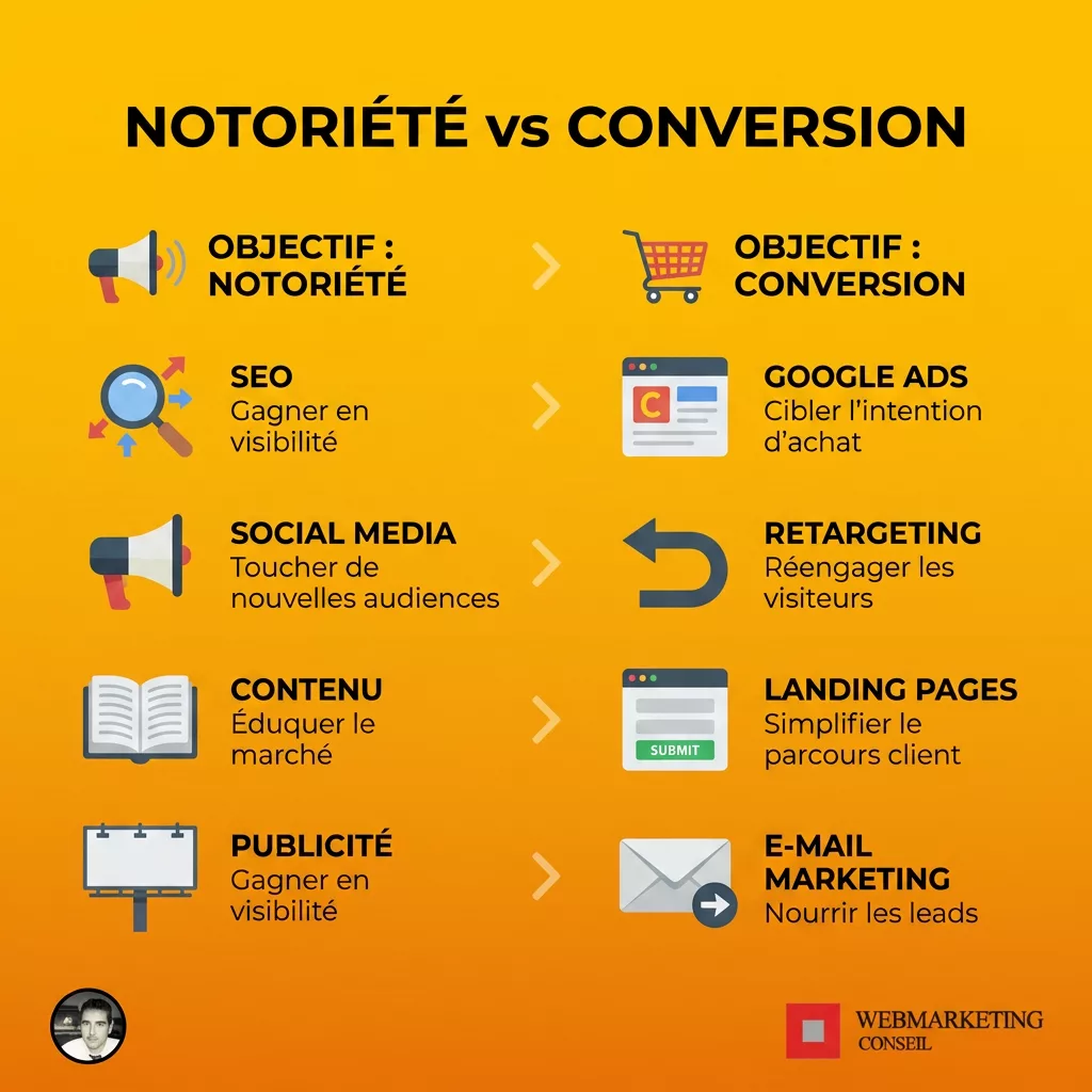 Canaux publicitaires notoriété versus conversion
