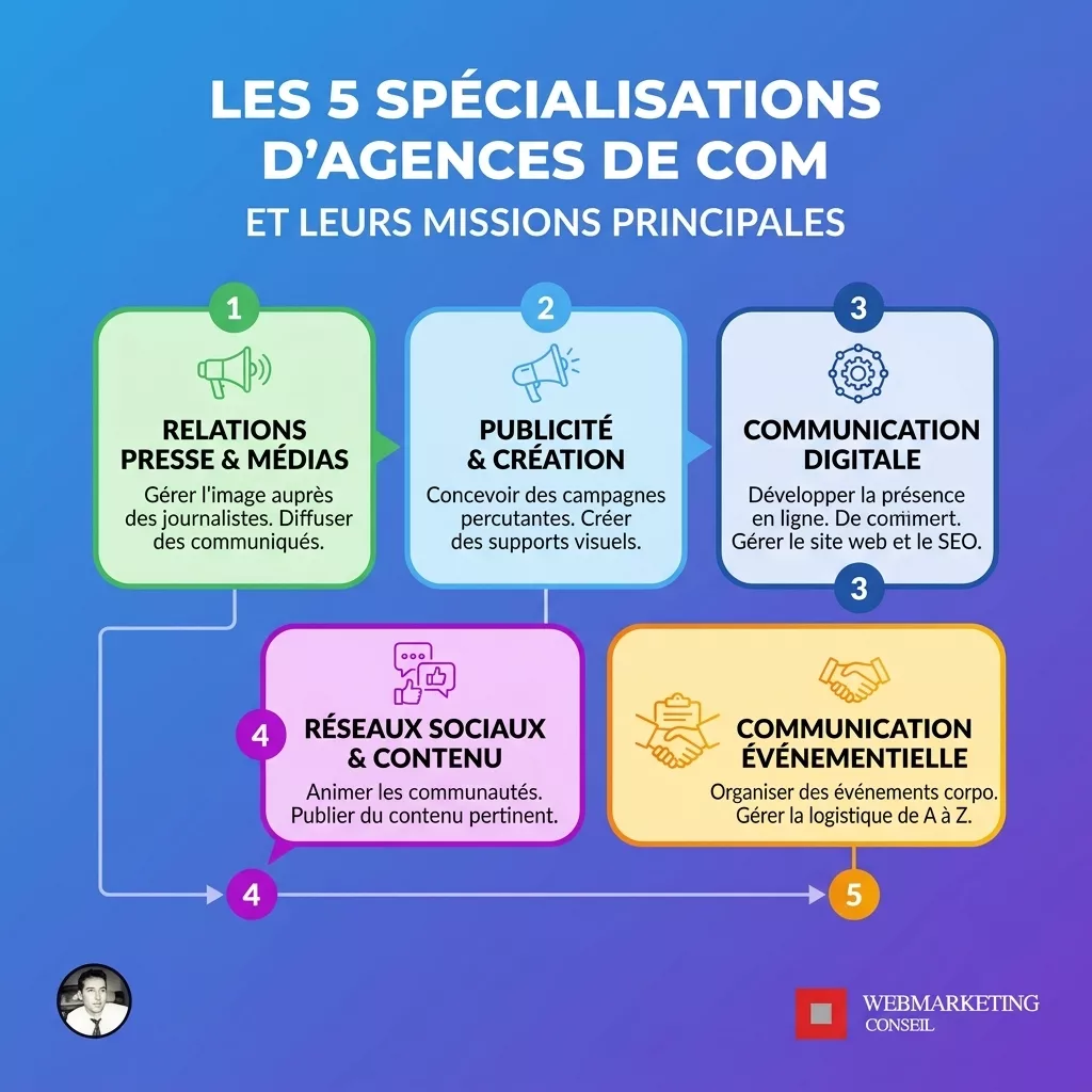 Carte des spécialisations d'agences de communication