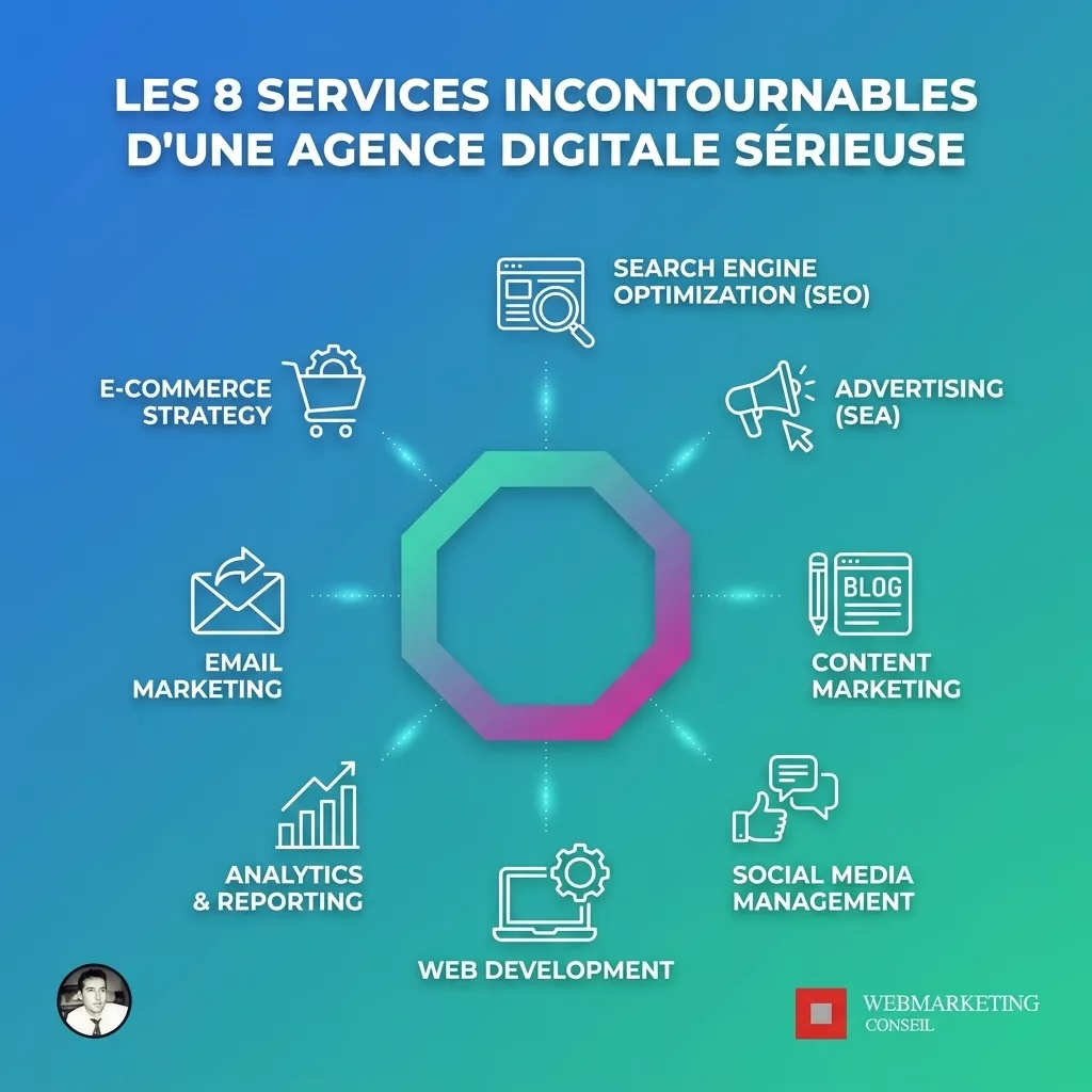 Roue des services d'une agence digitale