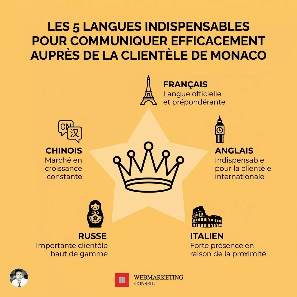 Infographie multilinguisme Monaco langues communication