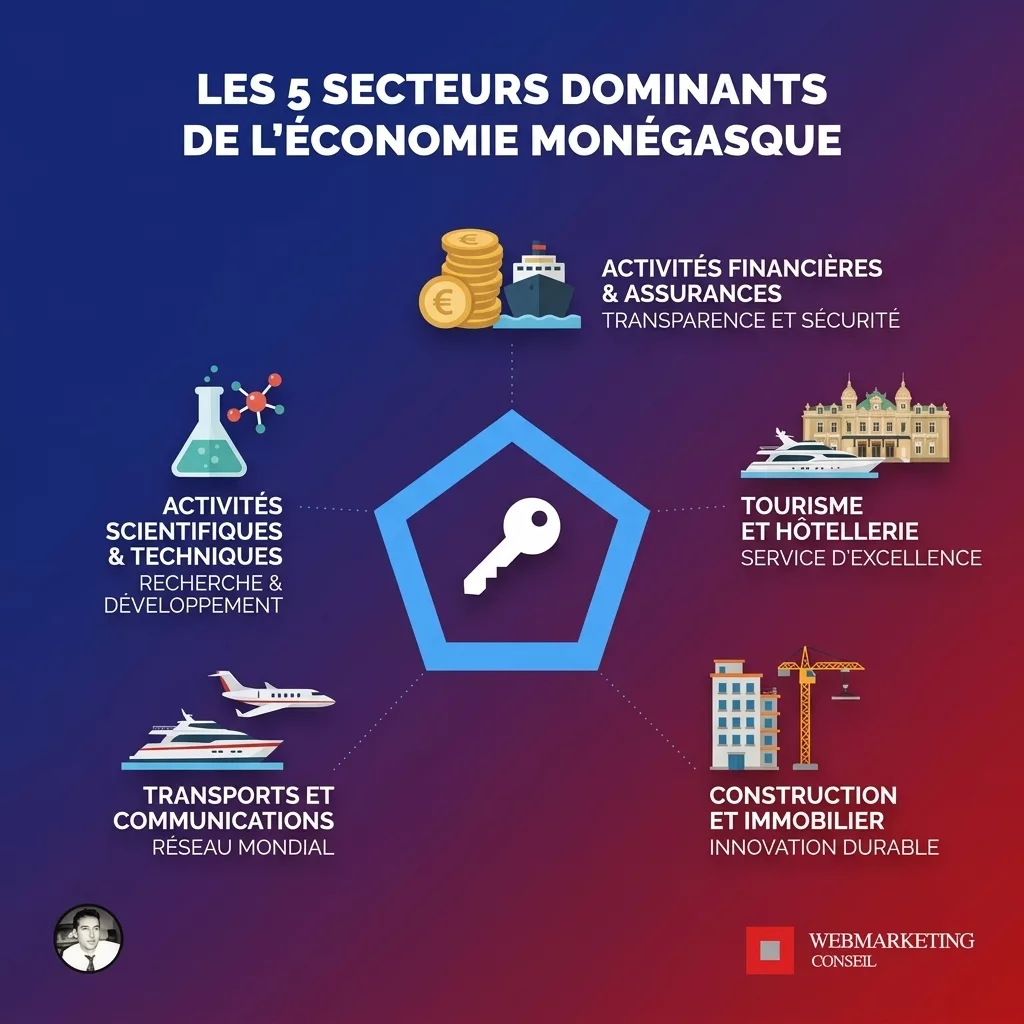 Infographie secteurs économiques Monaco communication