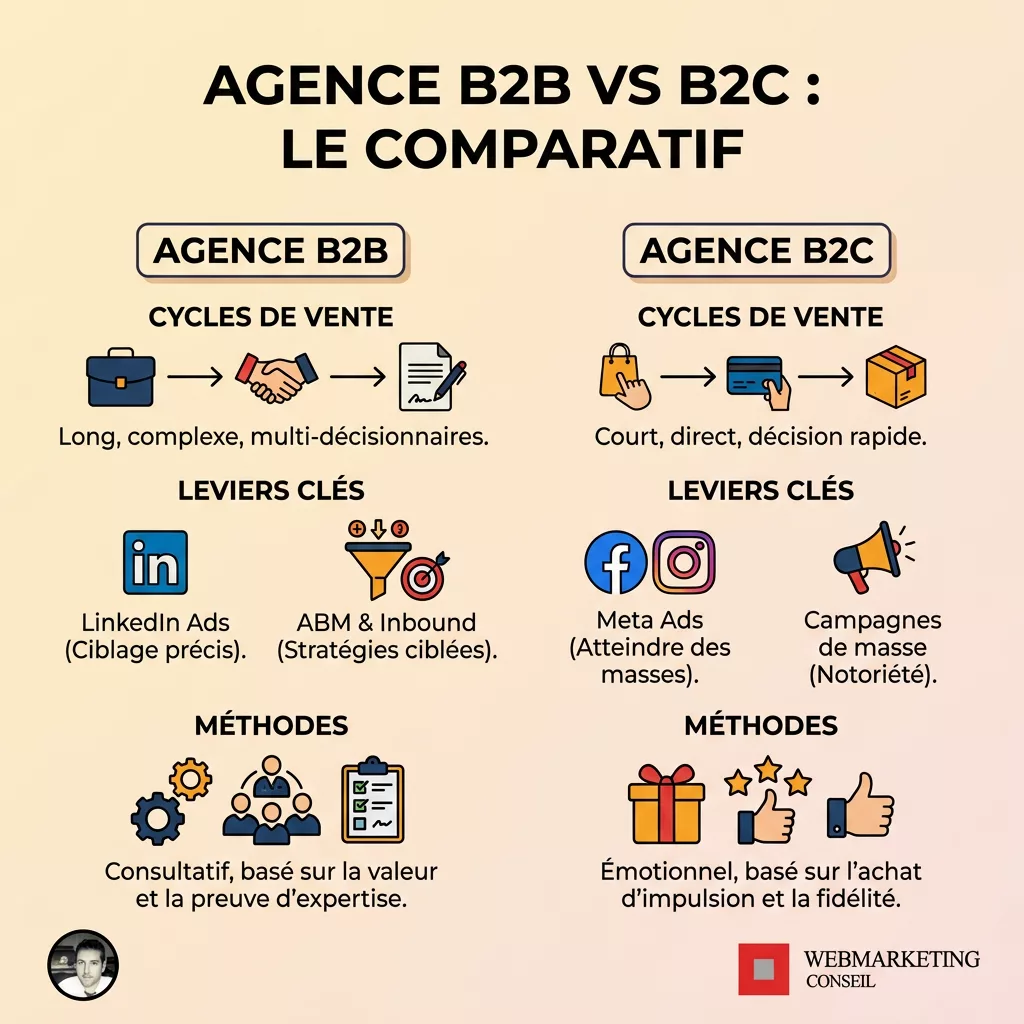 Infographie B2B vs B2C agences marketing