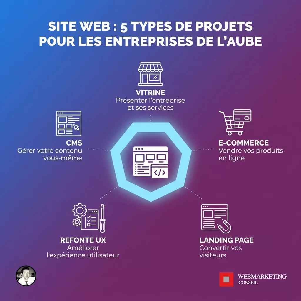 Infographie types de sites web agence Troyes