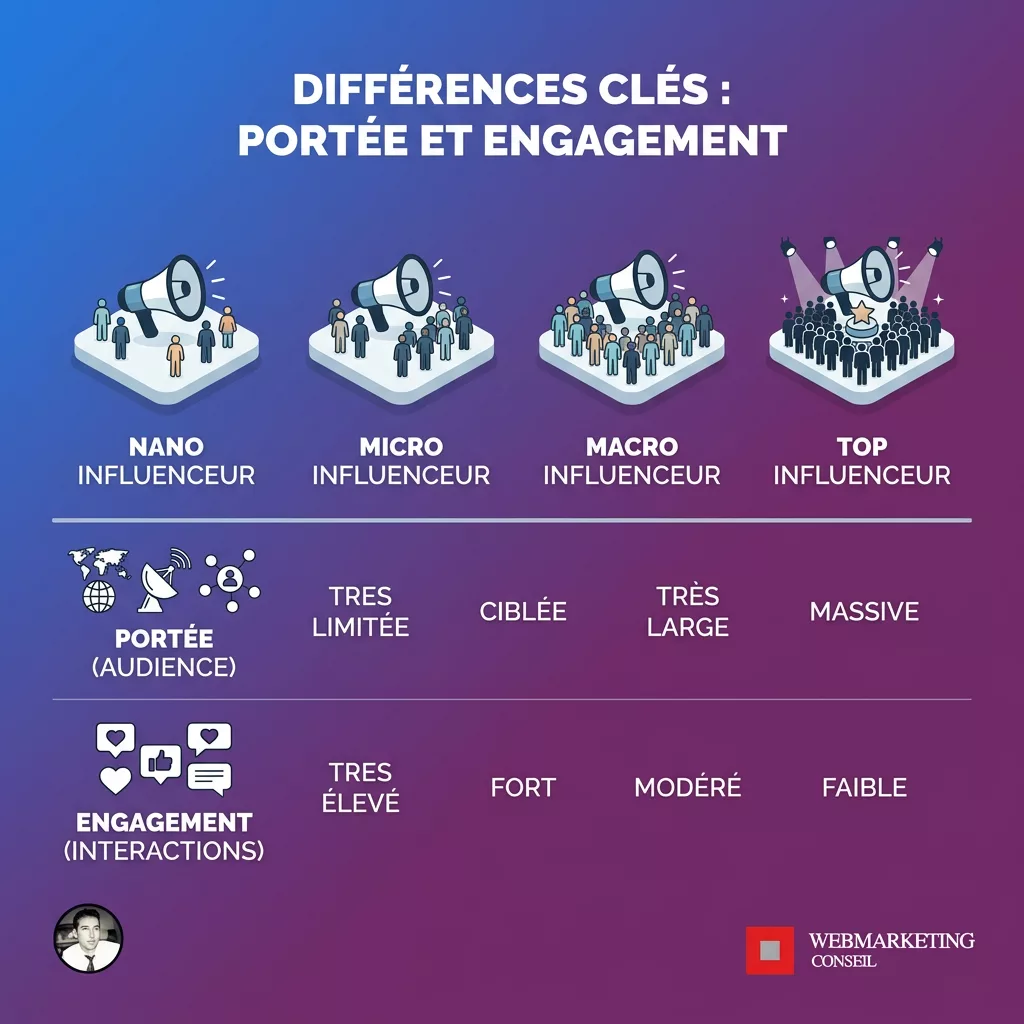 Tableau comparatif typologies influenceurs