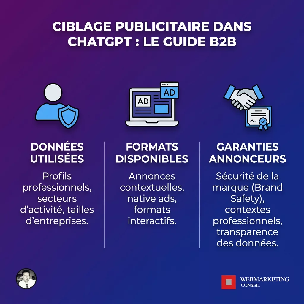 Infographie ciblage et formats publicitaires ChatGPT