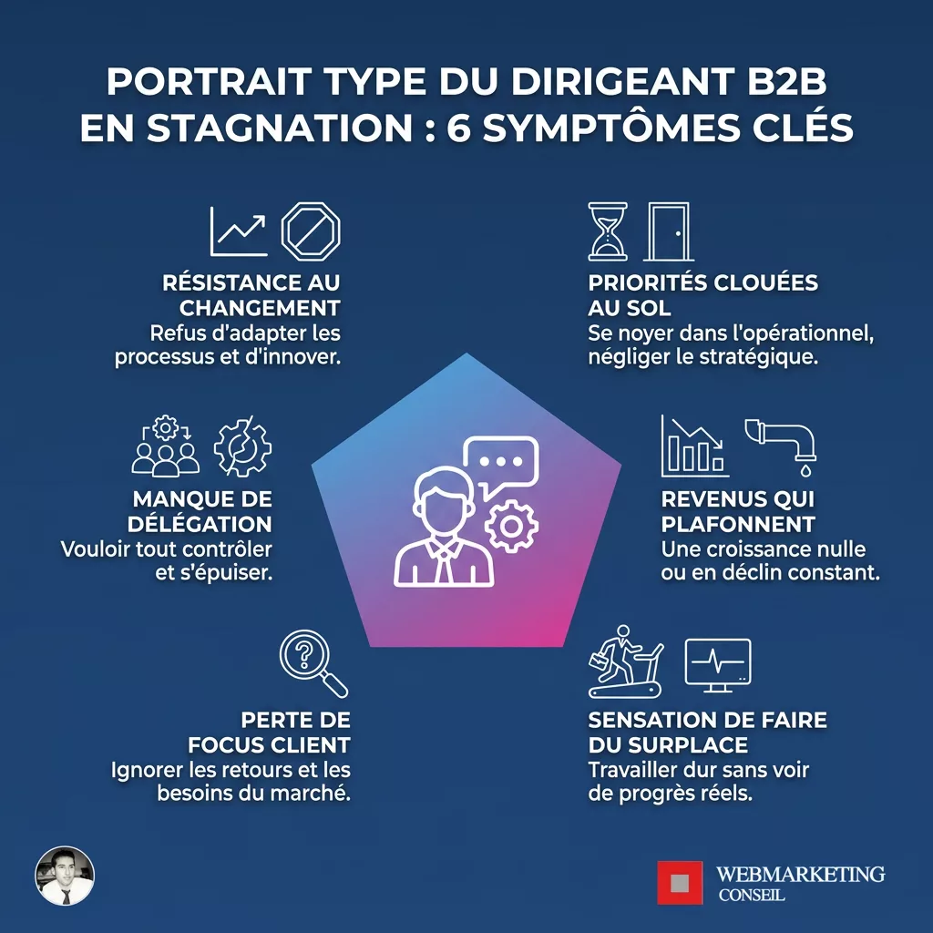 Infographie profil dirigeant B2B en stagnation