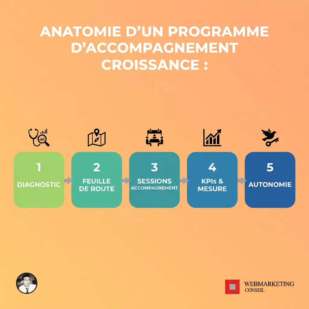 Schéma phases et livrables programme accompagnement croissance B2B