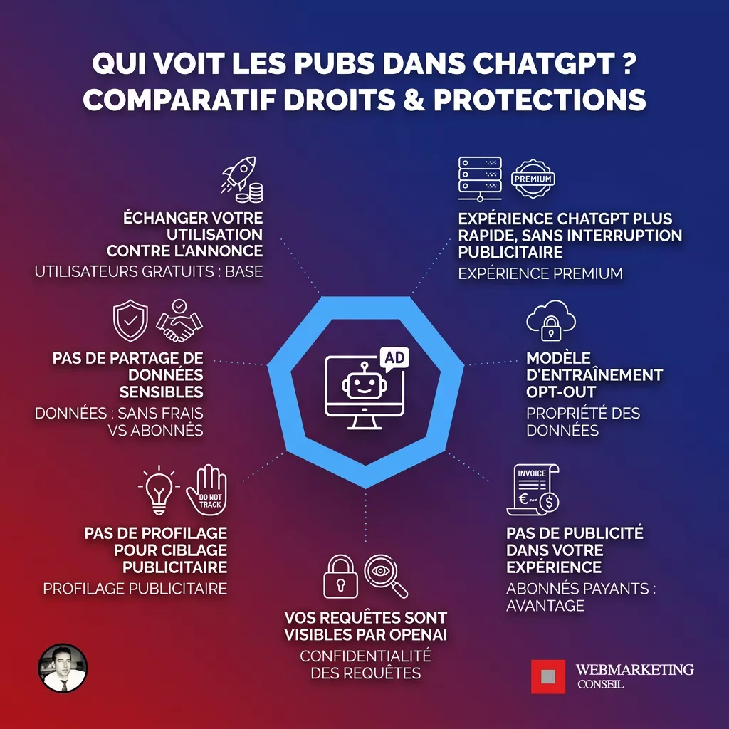 Infographie accès publicité ChatGPT selon le forfait