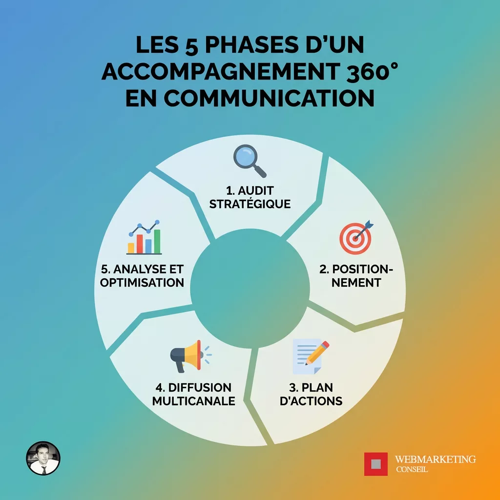 Schéma accompagnement communication 360 degrés