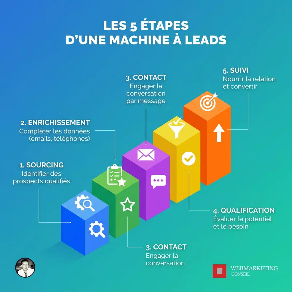 Enchaînement des briques de la machine à prospects