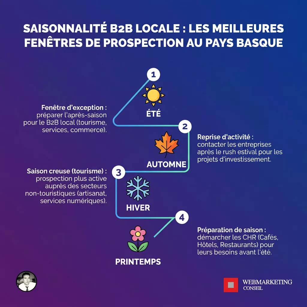 Calendrier saisonnalité prospection B2B Biarritz