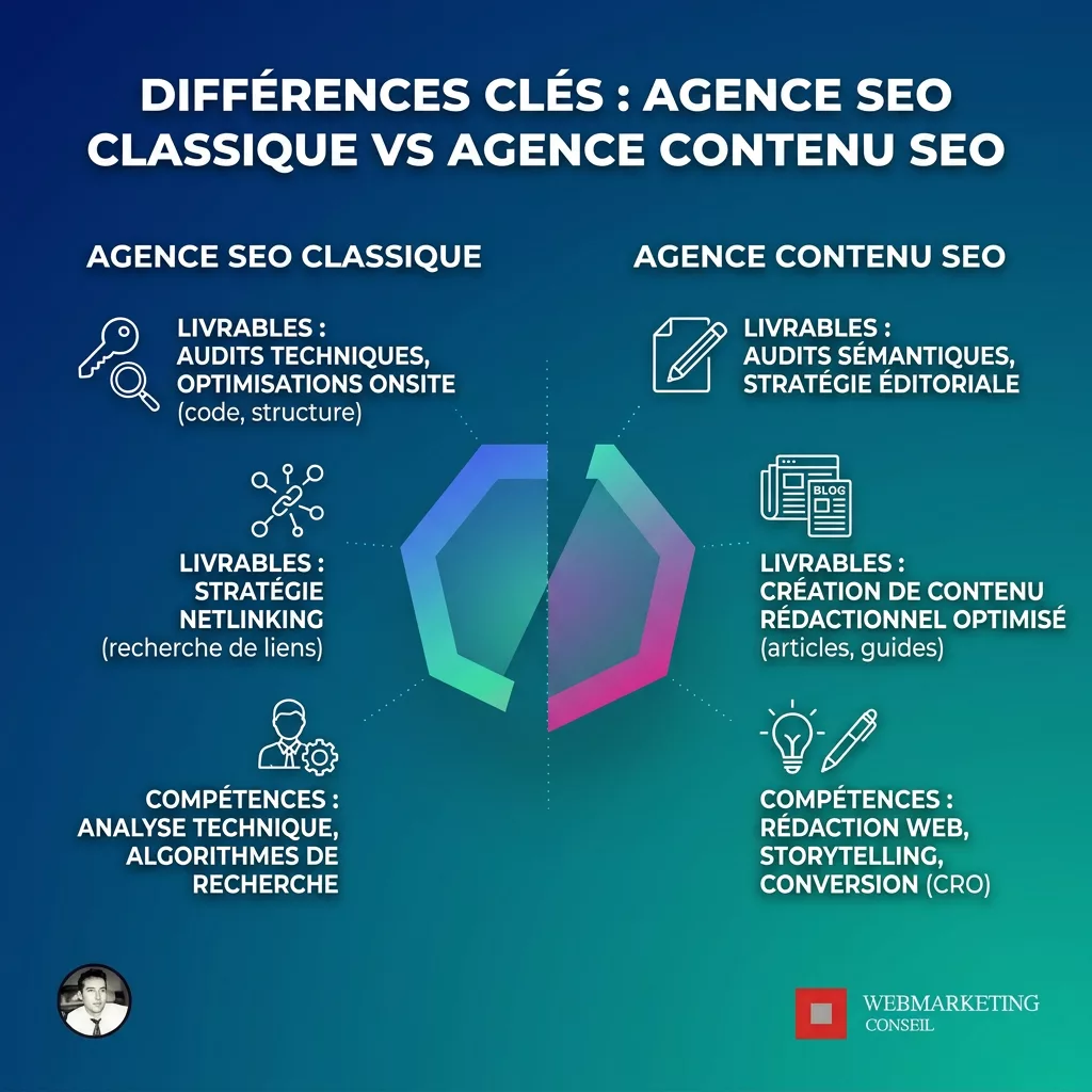 Comparatif agence SEO vs agence contenu SEO