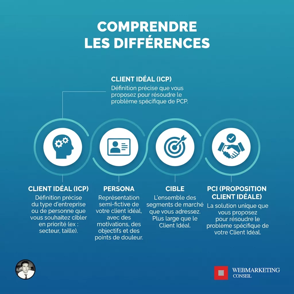 Schéma comparant persona cible et profil client idéal